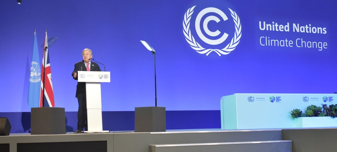 António Guterres, en la apertura de la Conferencia sobre el Cambio Climático de la COP26 en Glasgow (Escocia).